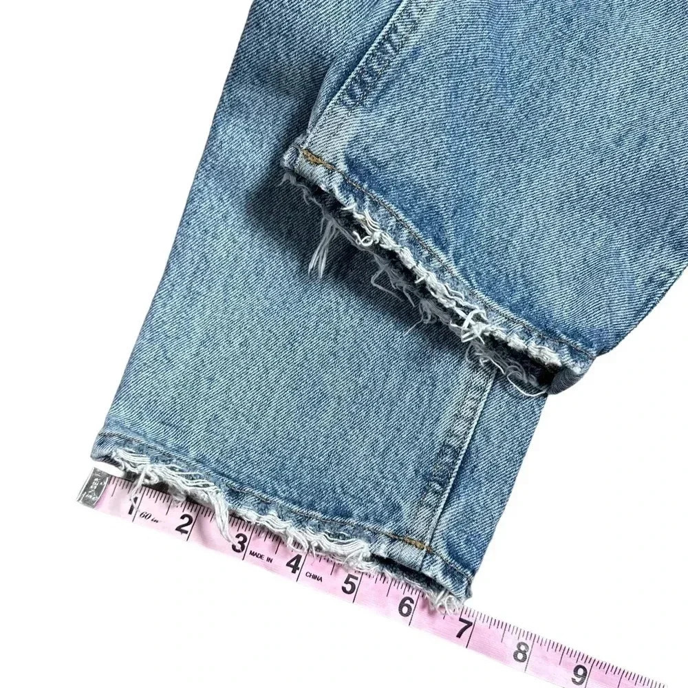 AGOLDE Mid  Rise Loose Isolate Distressed Relaxed Straight Leg Womens 23 - Picture 10 of 12